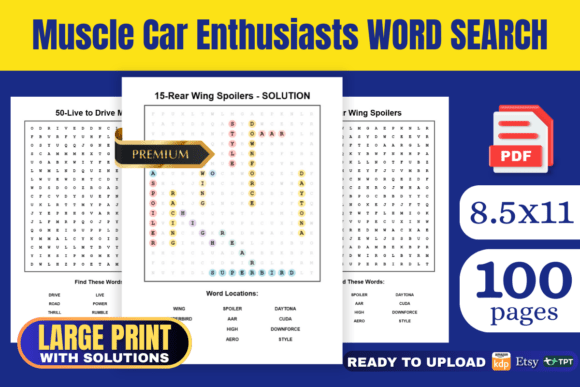 Download Muscle Car Enthusiasts Word Search KDP - Car enthusiasts Collection