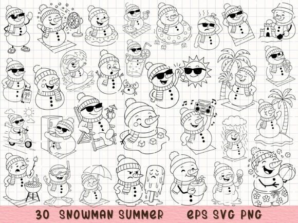 Download Funny Summer Snowman SVG Clipart Set - Premium Resources