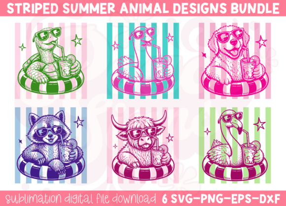 Download Funny Striped Summer Animal SVG Bundle - Premium Resources