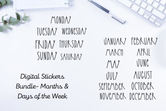 Download Digital Stickers Bundle Months and Days - Digital stickers bundle Collection