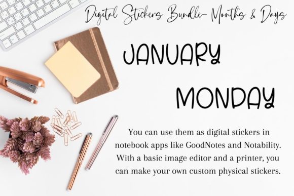 Download Digital Stickers Bundle- Months &amp; Days - Digital stickers bundle Collection