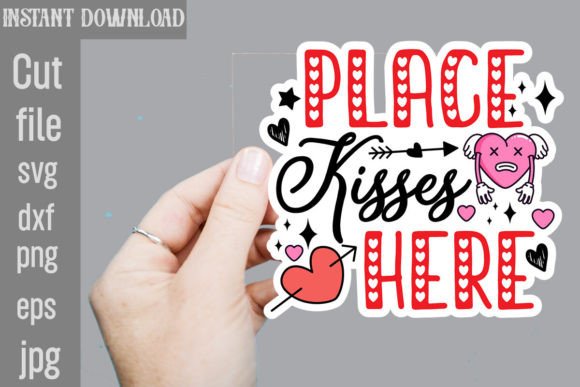 Download Place Kisses Here SVG Sticker Designs - Designs Collection