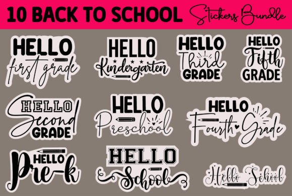 Download Back to School Stickers Designs Bundle - Designs Collection