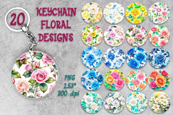 Download ROSES Flowers KEYCHAIN Designs BUNDLE - Designs Collection